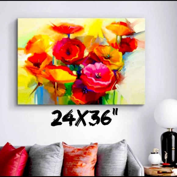 🦩Colorful flowers art canvas 🌸 - Picture 1 of 2